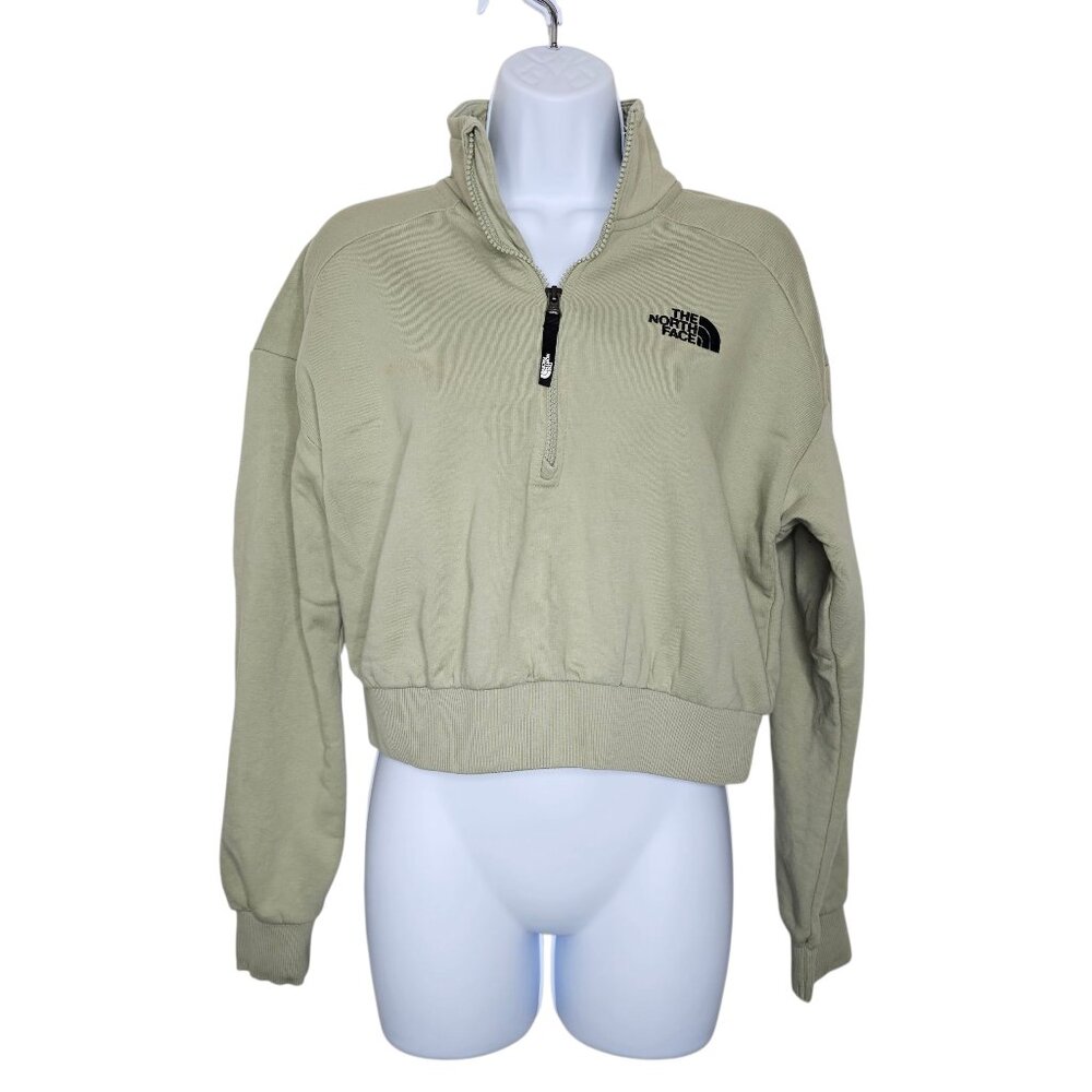 The North Face Women’s Cropped 1/4 Zip Pullover Sweatshirt Green Size L